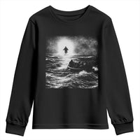 Christian Faith Youth Sweatshirt Walk On Water Distressed Bible Verse