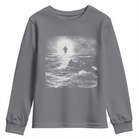 Christian Faith Youth Sweatshirt Walk On Water Distressed Bible Verse