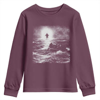 Christian Faith Youth Sweatshirt Walk On Water Distressed Bible Verse