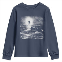Christian Faith Youth Sweatshirt Walk On Water Distressed Bible Verse