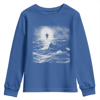 Christian Faith Youth Sweatshirt Walk On Water Distressed Bible Verse