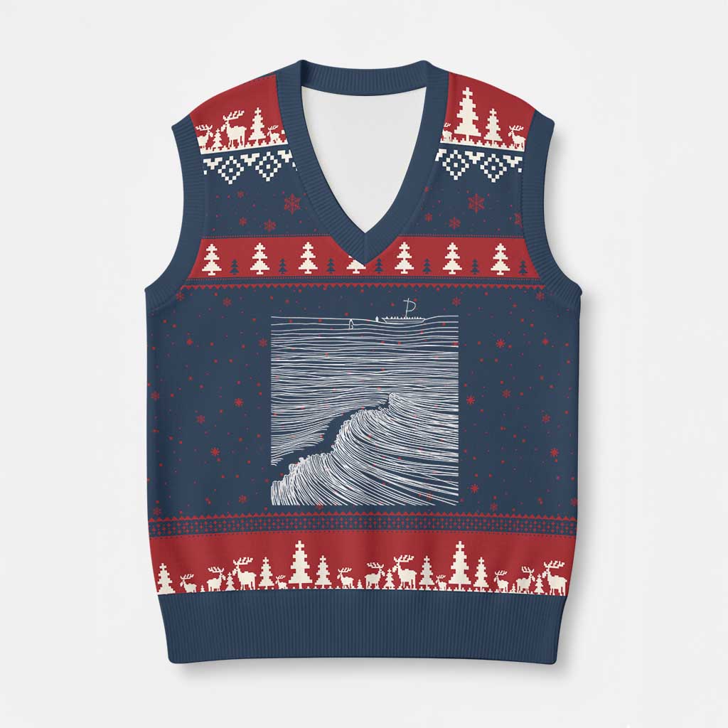 Christian Faith V-Neck Knit Sweater Vest Walk On Water Boho Bible Verse