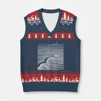 Christian Faith V-Neck Knit Sweater Vest Walk On Water Boho Bible Verse