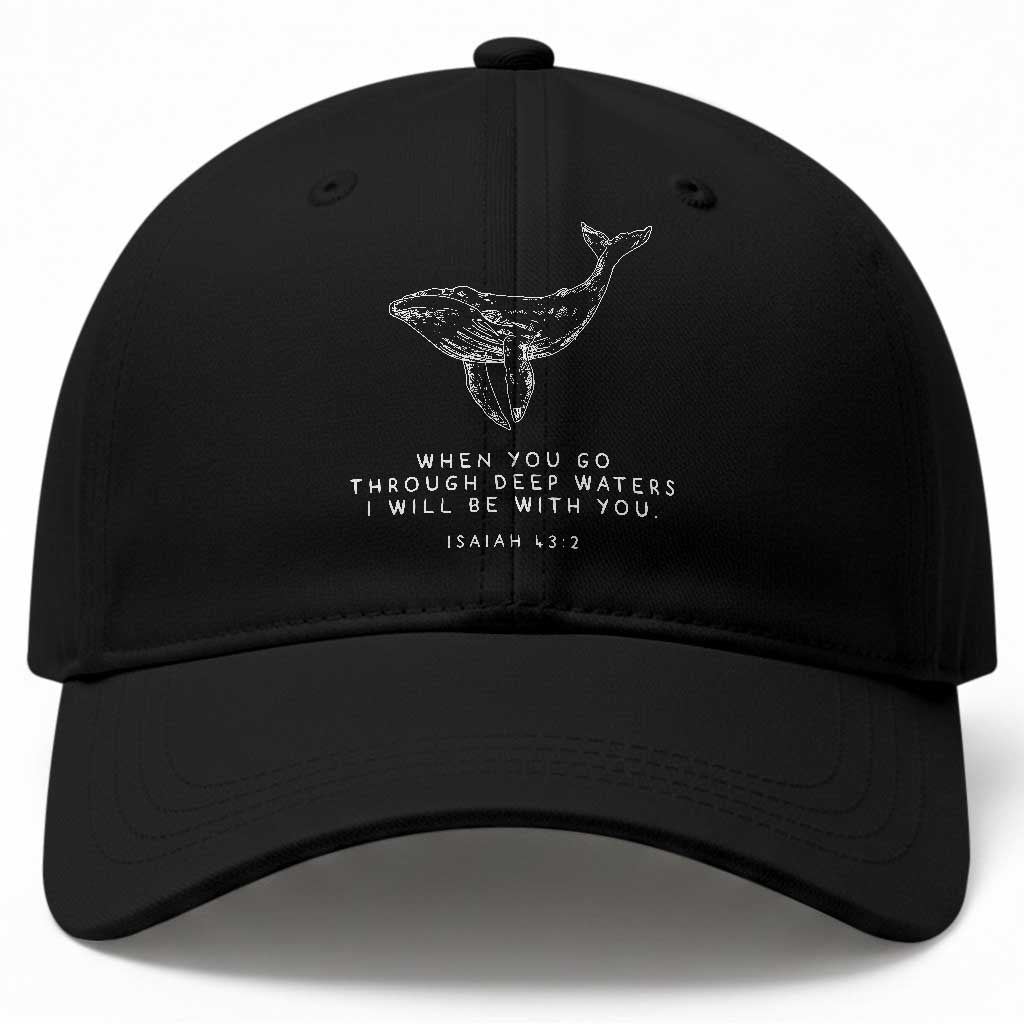 Christian Whale Shark Baseball Cap Isaiah 43 2 Bible Verse Faith Based