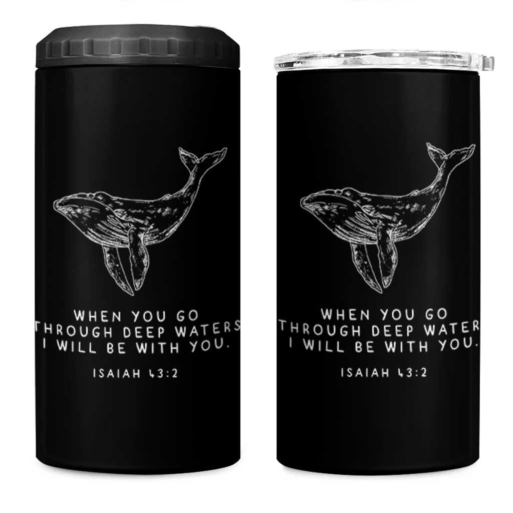 Christian Whale Shark 4 in 1 Can Cooler Tumbler Isaiah 43 2 Bible Verse Faith Based