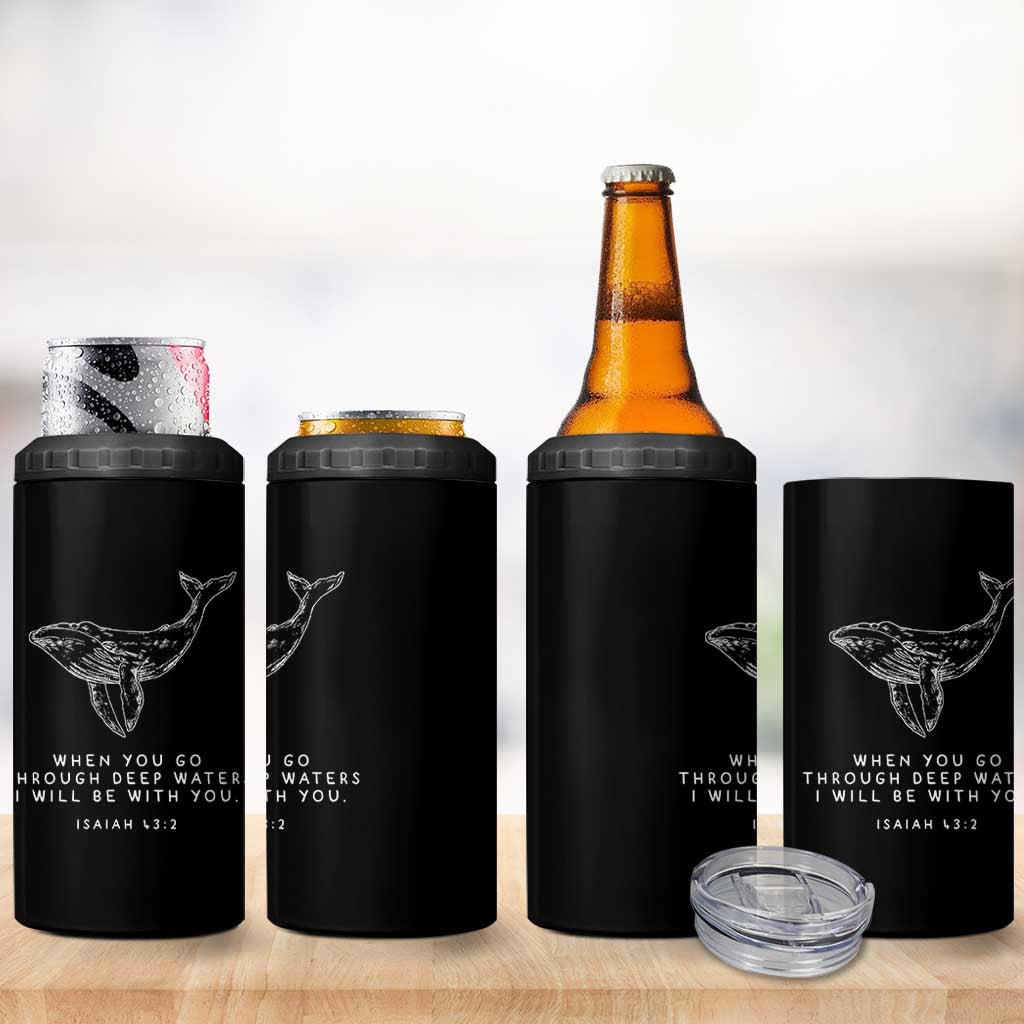 Christian Whale Shark 4 in 1 Can Cooler Tumbler Isaiah 43 2 Bible Verse Faith Based
