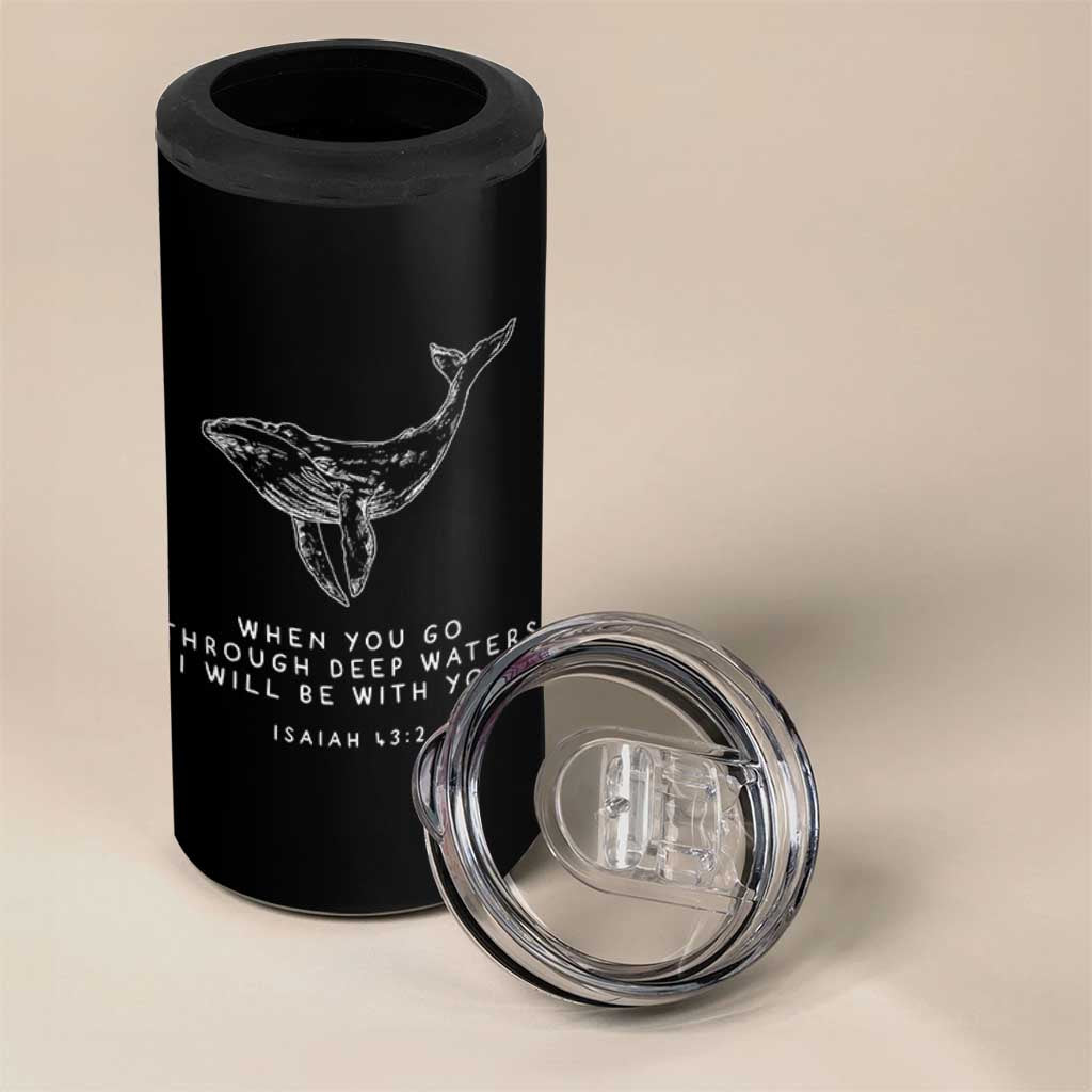 Christian Whale Shark 4 in 1 Can Cooler Tumbler Isaiah 43 2 Bible Verse Faith Based