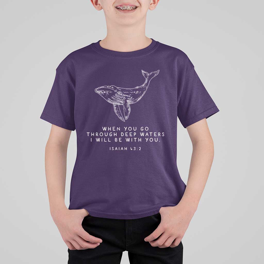Christian Whale Shark T Shirt For Kid Isaiah 43 2 Bible Verse Faith Based