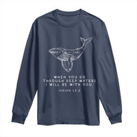 Christian Whale Shark Long Sleeve Shirt Isaiah 43 2 Bible Verse Faith Based