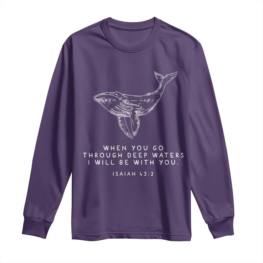 Christian Whale Shark Long Sleeve Shirt Isaiah 43 2 Bible Verse Faith Based