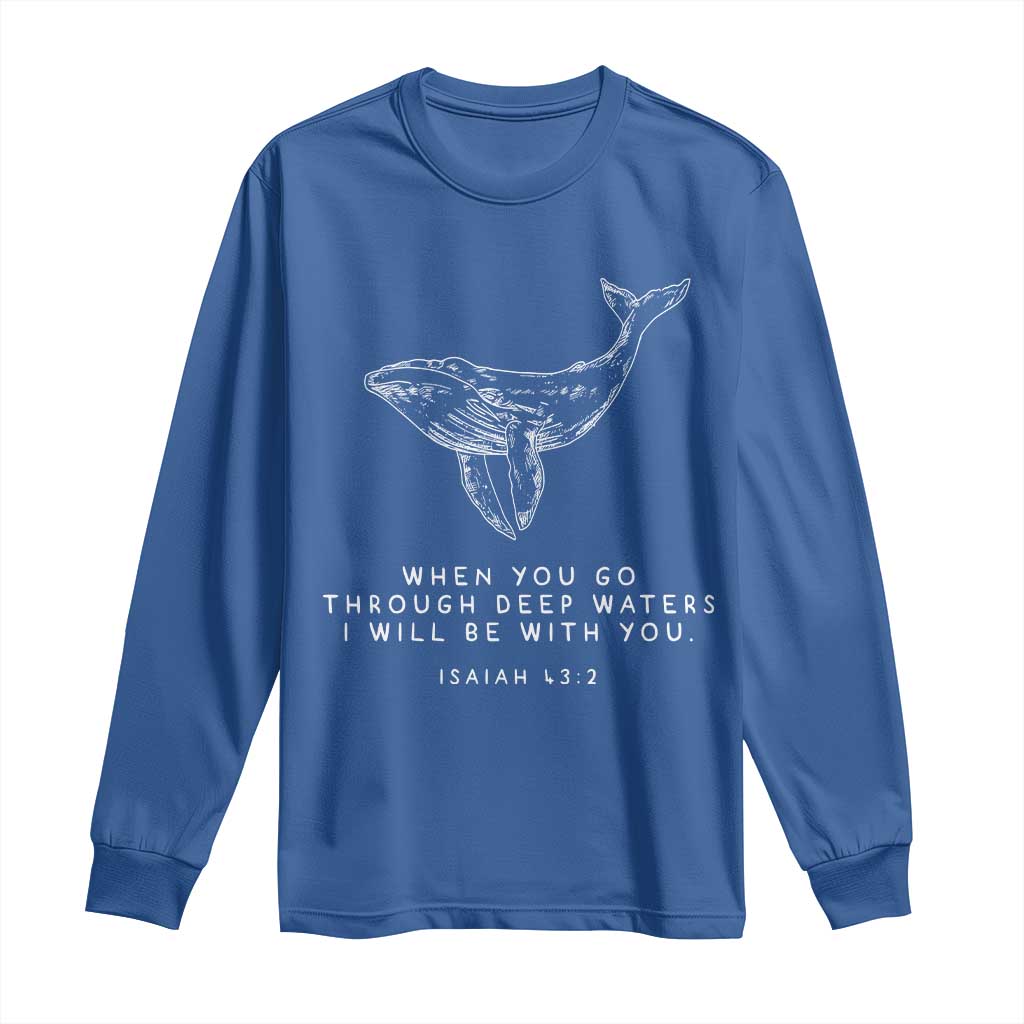 Christian Whale Shark Long Sleeve Shirt Isaiah 43 2 Bible Verse Faith Based