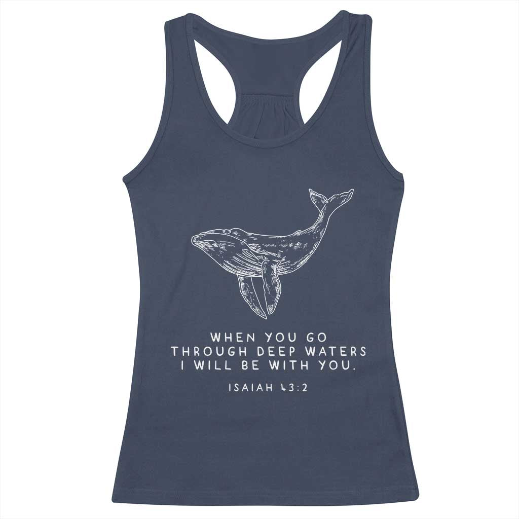 Christian Whale Shark Racerback Tank Top Isaiah 43 2 Bible Verse Faith Based