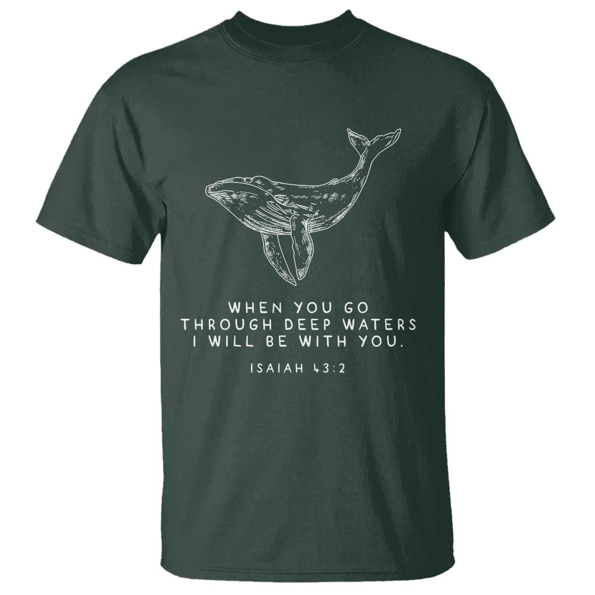 Christian Whale Shark T Shirt Isaiah 43 2 Bible Verse Faith Based