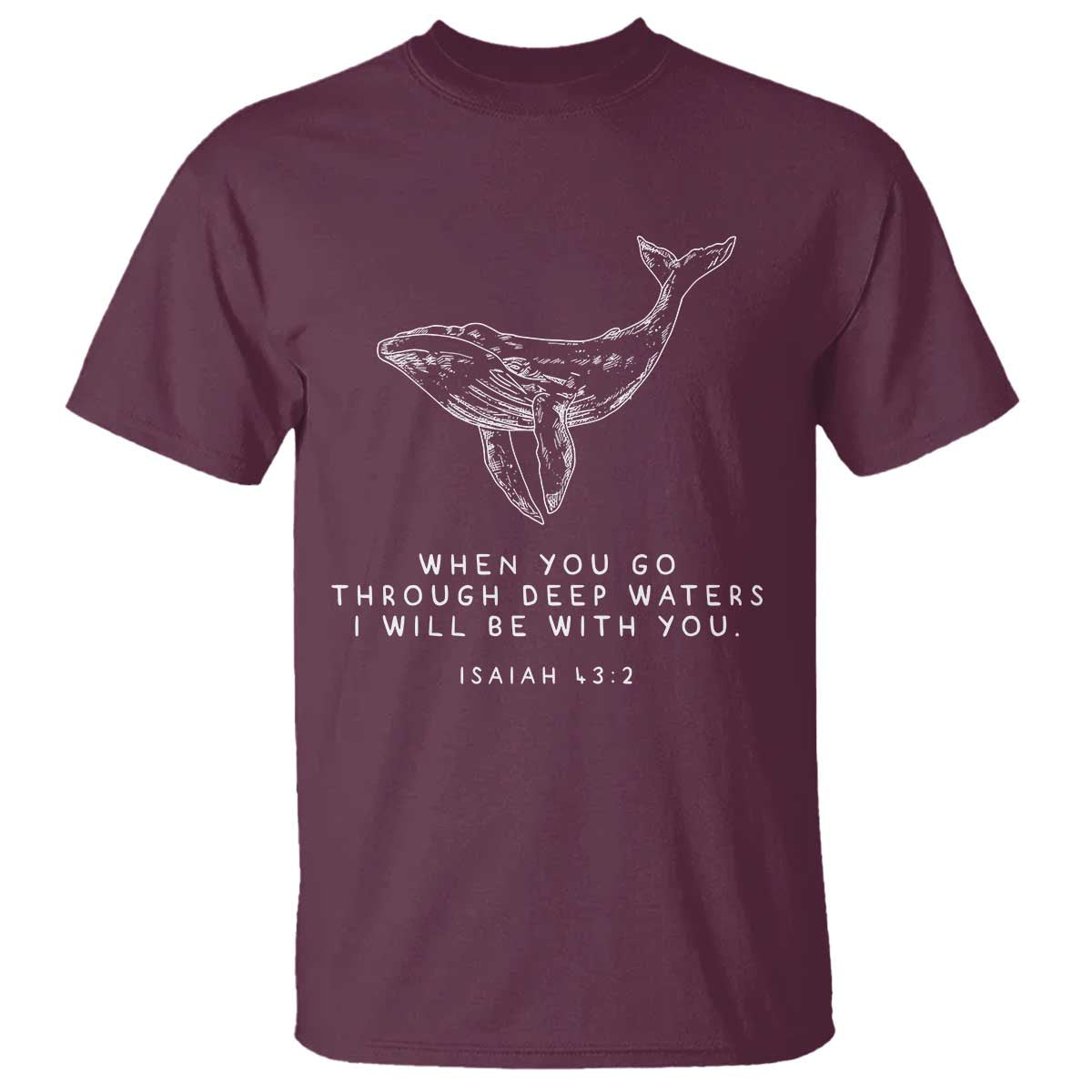 Christian Whale Shark T Shirt Isaiah 43 2 Bible Verse Faith Based