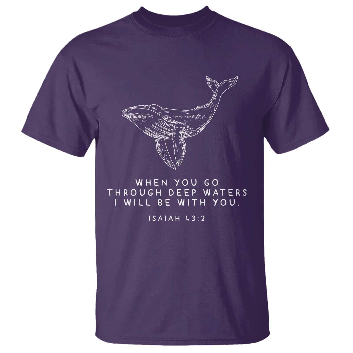 Christian Whale Shark T Shirt Isaiah 43 2 Bible Verse Faith Based