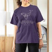 Christian Whale Shark T Shirt For Women Isaiah 43 2 Bible Verse Faith Based