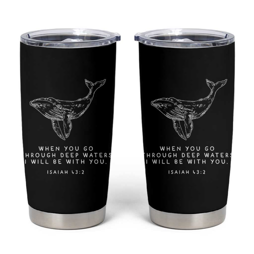 Christian Whale Shark Tumbler Cup Isaiah 43 2 Bible Verse Faith Based