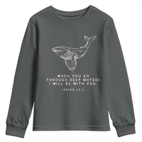 Christian Whale Shark Youth Sweatshirt Isaiah 43 2 Bible Verse Faith Based
