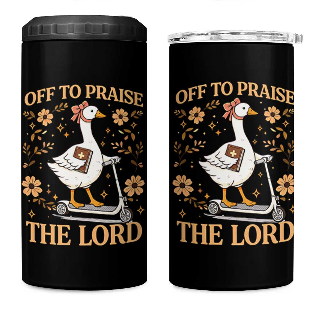 Funny Goose Christian 4 in 1 Can Cooler Tumbler Off To Praise The Lord Bible Verse Trendy Church