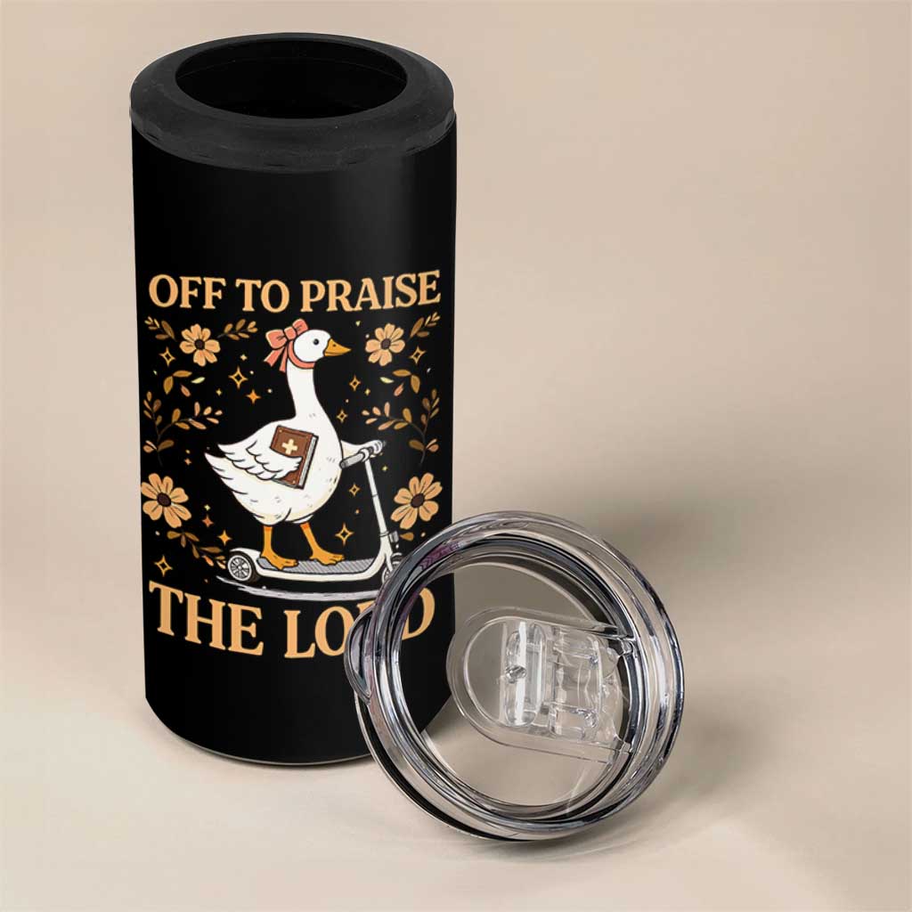 Funny Goose Christian 4 in 1 Can Cooler Tumbler Off To Praise The Lord Bible Verse Trendy Church