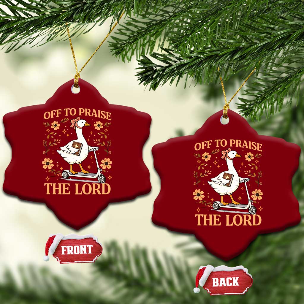 Funny Goose Christian Ceramic Ornament Off To Praise The Lord Bible Verse Trendy Church