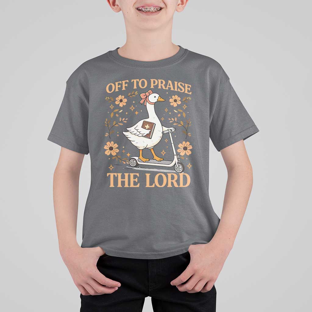 Funny Goose Christian T Shirt For Kid Off To Praise The Lord Bible Verse Trendy Church