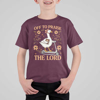 Funny Goose Christian T Shirt For Kid Off To Praise The Lord Bible Verse Trendy Church