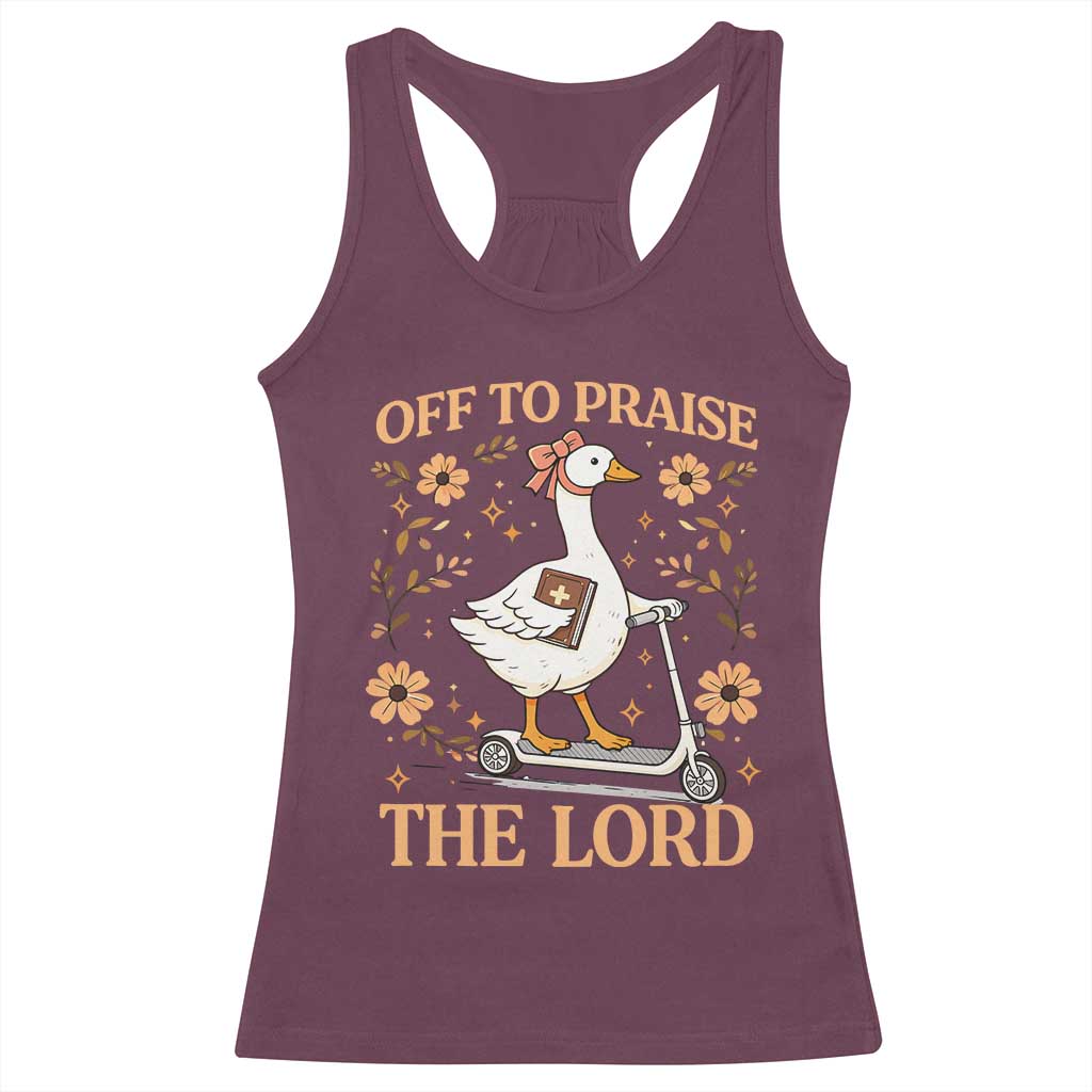 Funny Goose Christian Racerback Tank Top Off To Praise The Lord Bible Verse Trendy Church
