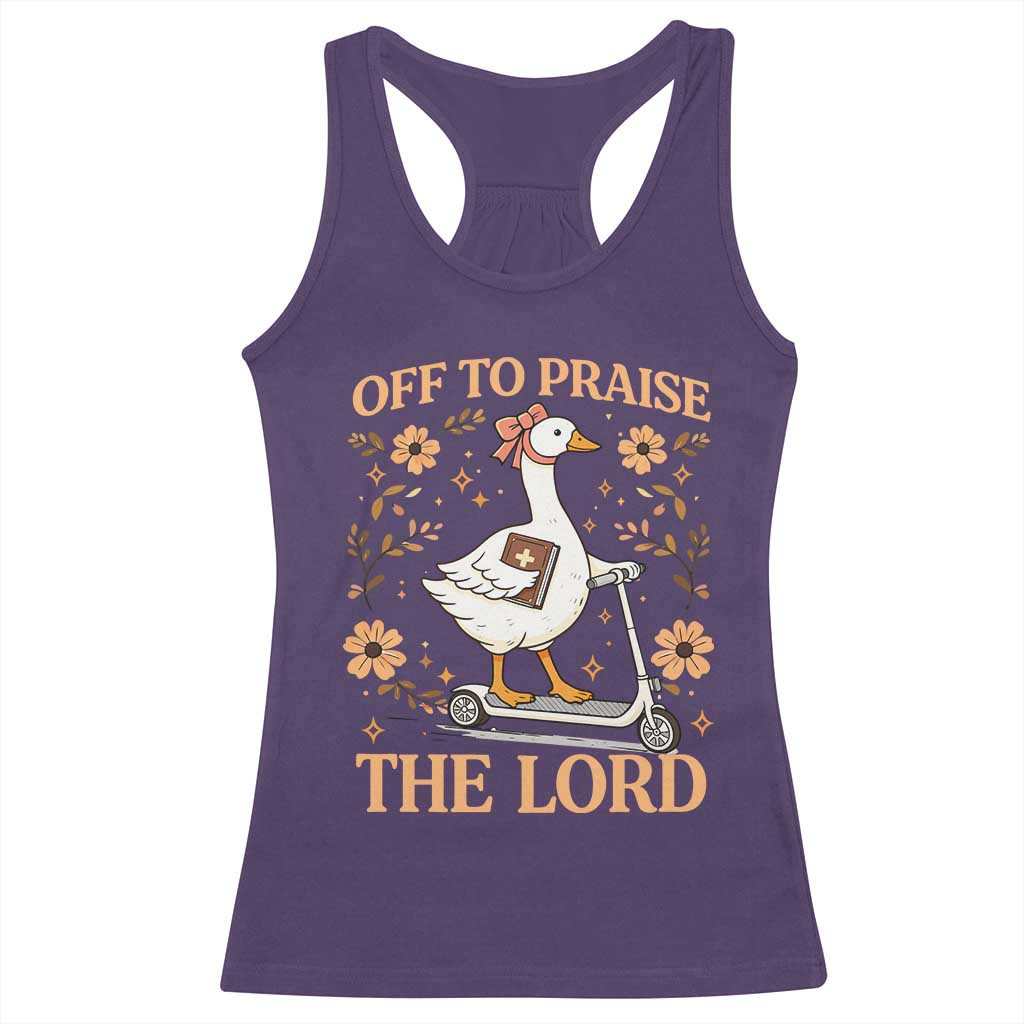 Funny Goose Christian Racerback Tank Top Off To Praise The Lord Bible Verse Trendy Church