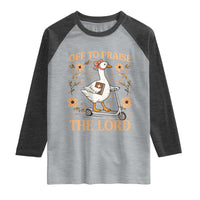 Funny Goose Christian Raglan Shirt Off To Praise The Lord Bible Verse Trendy Church