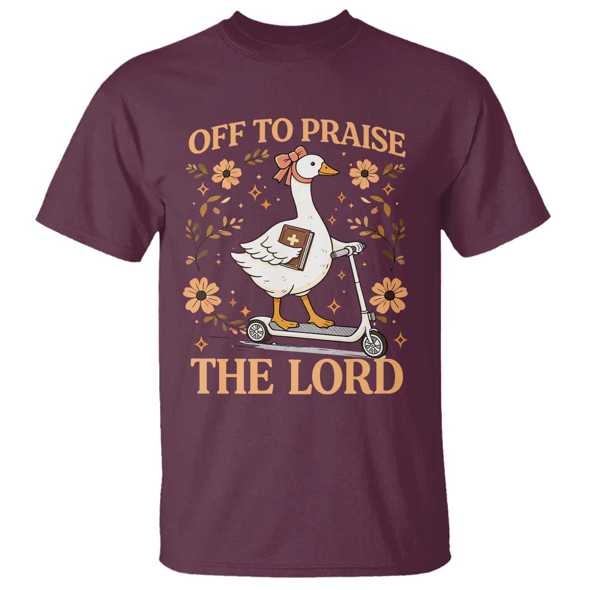 Funny Goose Christian T Shirt Off To Praise The Lord Bible Verse Trendy Church
