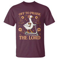 Funny Goose Christian T Shirt Off To Praise The Lord Bible Verse Trendy Church