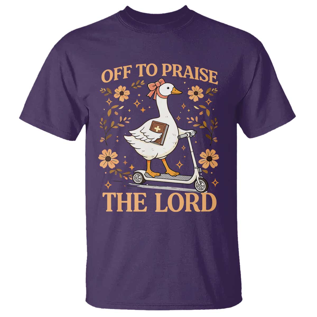 Funny Goose Christian T Shirt Off To Praise The Lord Bible Verse Trendy Church