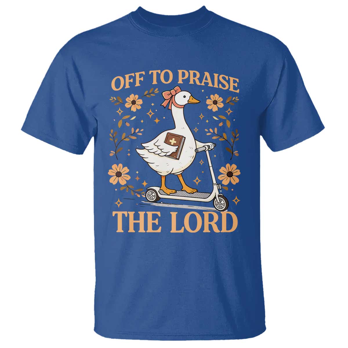 Funny Goose Christian T Shirt Off To Praise The Lord Bible Verse Trendy Church