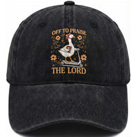 Funny Goose Christian Washed Cotton Baseball Cap Off To Praise The Lord Bible Verse Trendy Church