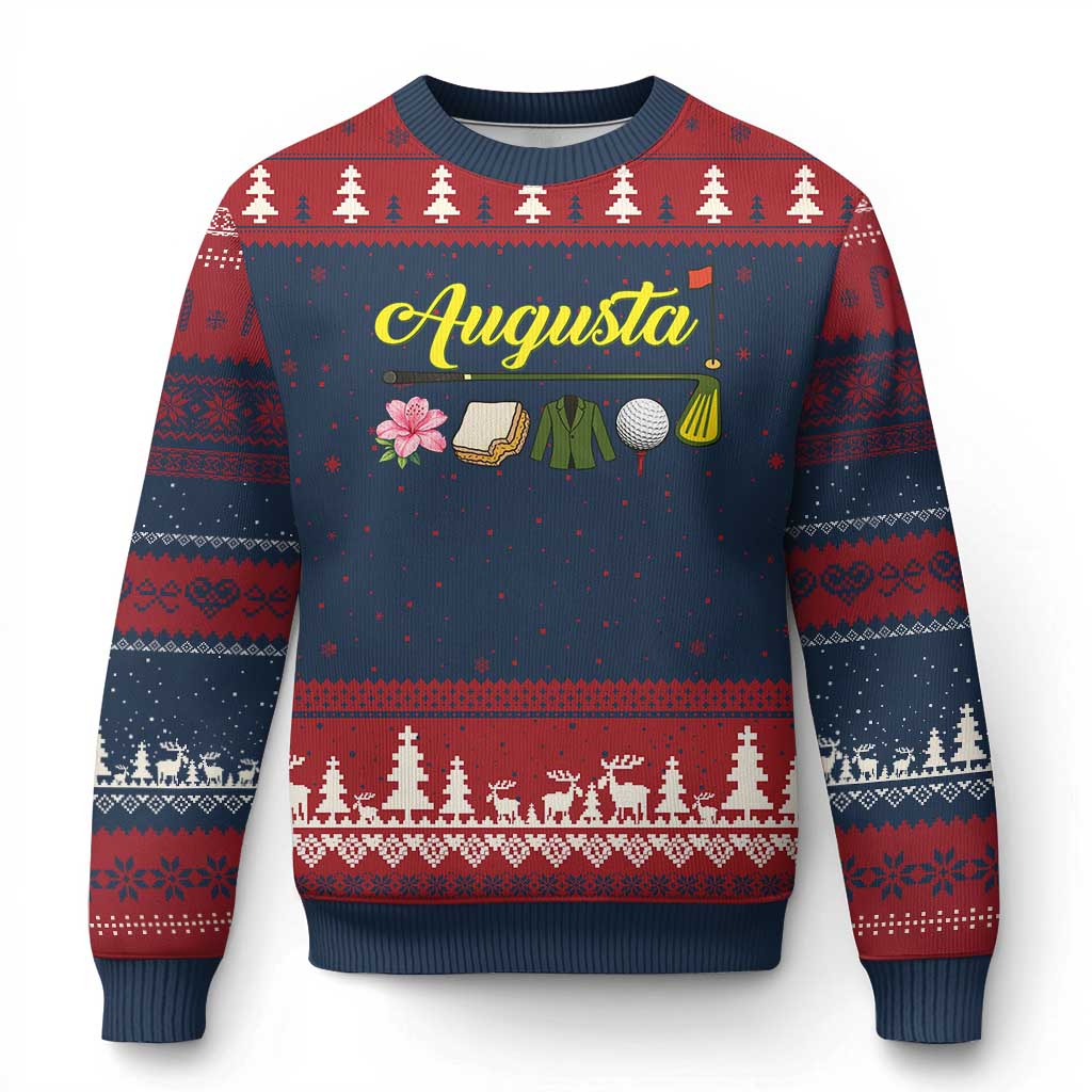 Augusta Georgia Golf Traditions Vintage Ugly Christmas Sweater Pimento Cheese Southern Golfing Fan