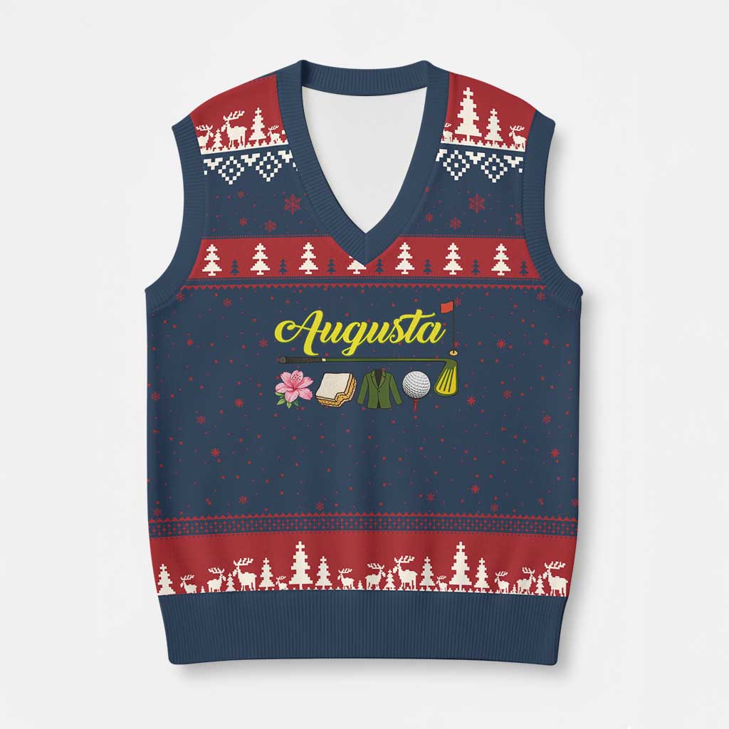 Augusta Georgia Golf Traditions Vintage V-Neck Knit Sweater Vest Pimento Cheese Southern Golfing Fan