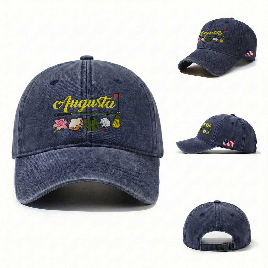 Augusta Georgia Golf Traditions Vintage Washed Cotton Baseball Cap Pimento Cheese Southern Golfing Fan