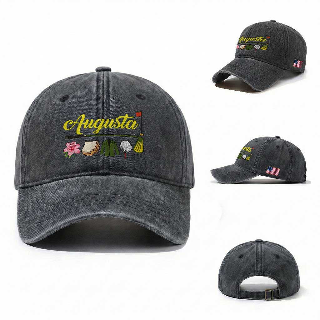 Augusta Georgia Golf Traditions Vintage Washed Cotton Baseball Cap Pimento Cheese Southern Golfing Fan