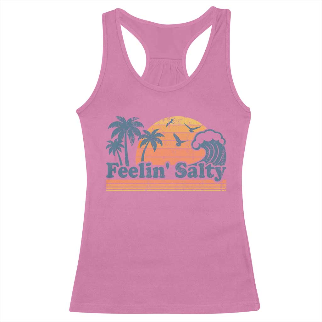 Funny Feelin Salty Racerback Tank Top Retro Beach Summer Vacation - Wonder Print Shop