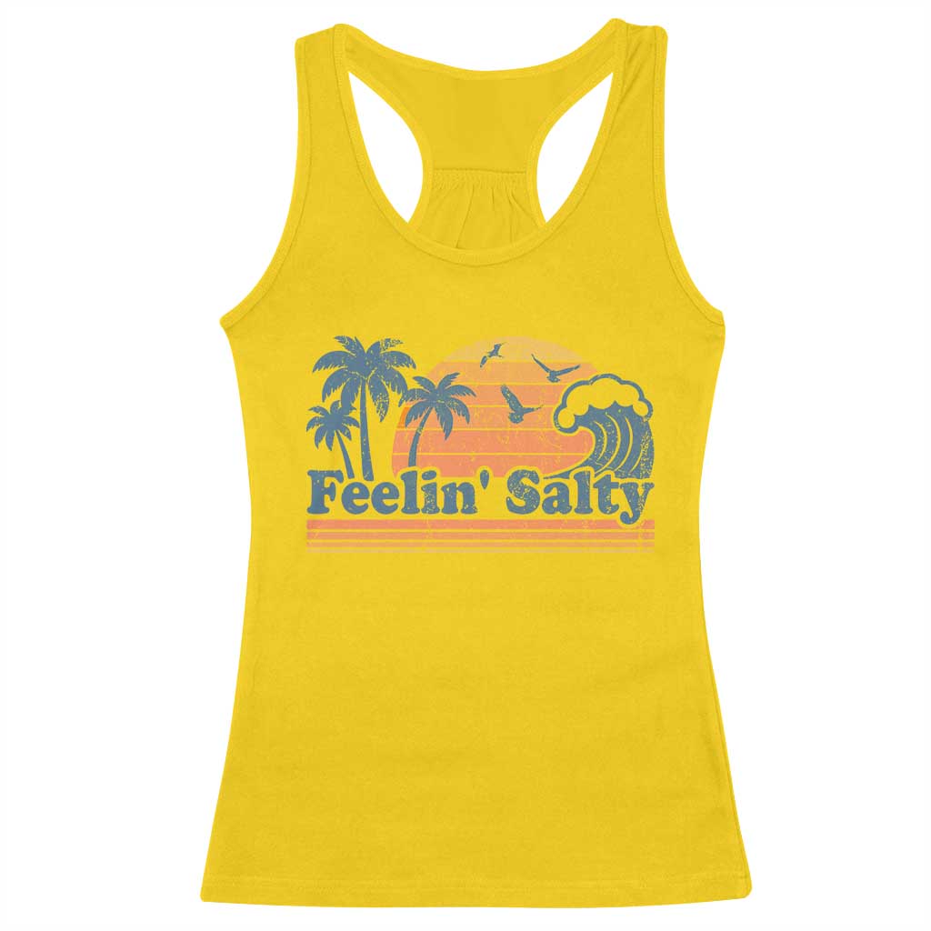 Funny Feelin Salty Racerback Tank Top Retro Beach Summer Vacation - Wonder Print Shop