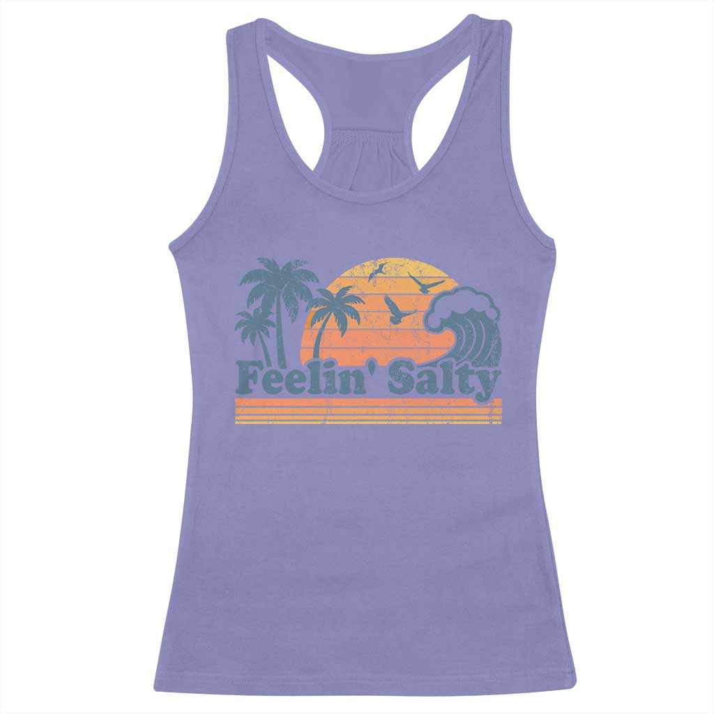 Funny Feelin Salty Racerback Tank Top Retro Beach Summer Vacation - Wonder Print Shop