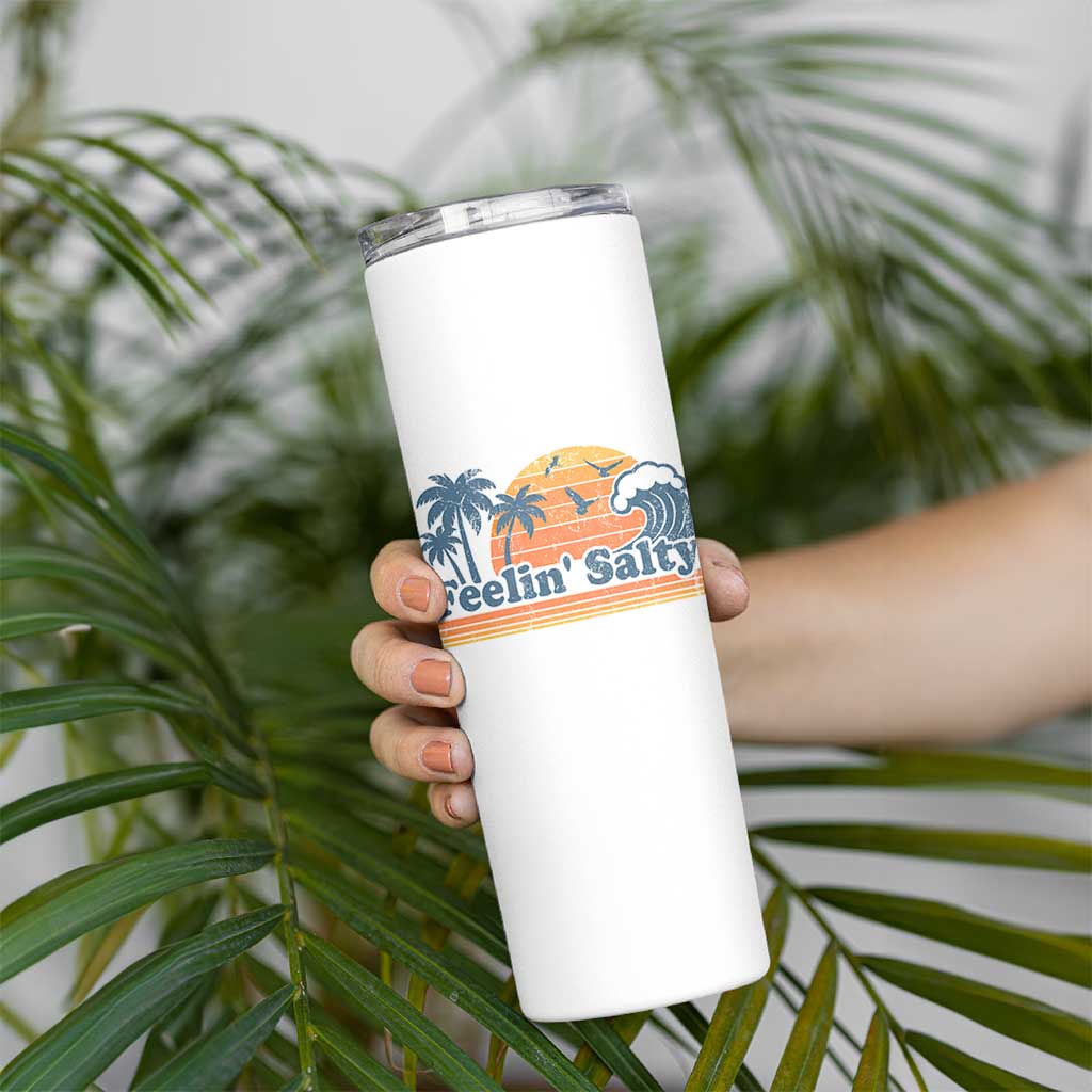 Funny Feelin Salty Skinny Tumbler Retro Beach Summer Vacation - Wonder Print Shop