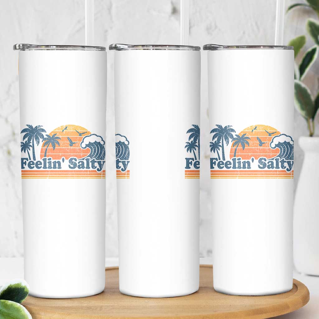 Funny Feelin Salty Skinny Tumbler Retro Beach Summer Vacation - Wonder Print Shop