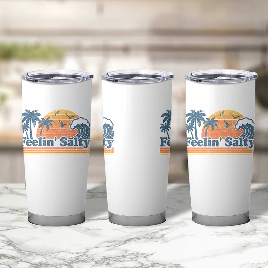 Funny Feelin Salty Tumbler Cup Retro Beach Summer Vacation - Wonder Print Shop