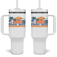 Funny Feelin Salty Tumbler With Handle Retro Beach Summer Vacation - Wonder Print Shop