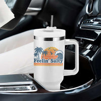 Funny Feelin Salty Tumbler With Handle Retro Beach Summer Vacation - Wonder Print Shop