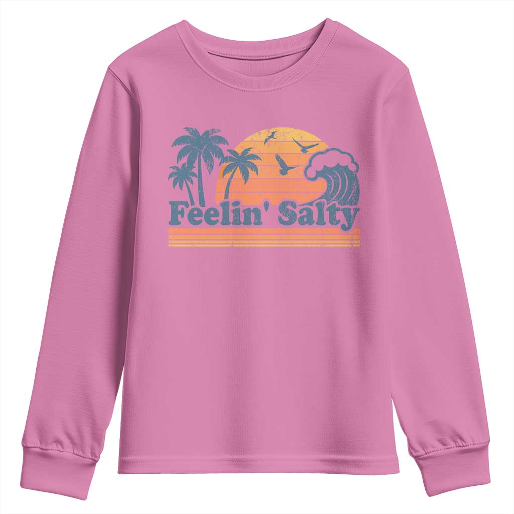 Funny Feelin Salty Youth Sweatshirt Retro Beach Summer Vacation - Wonder Print Shop