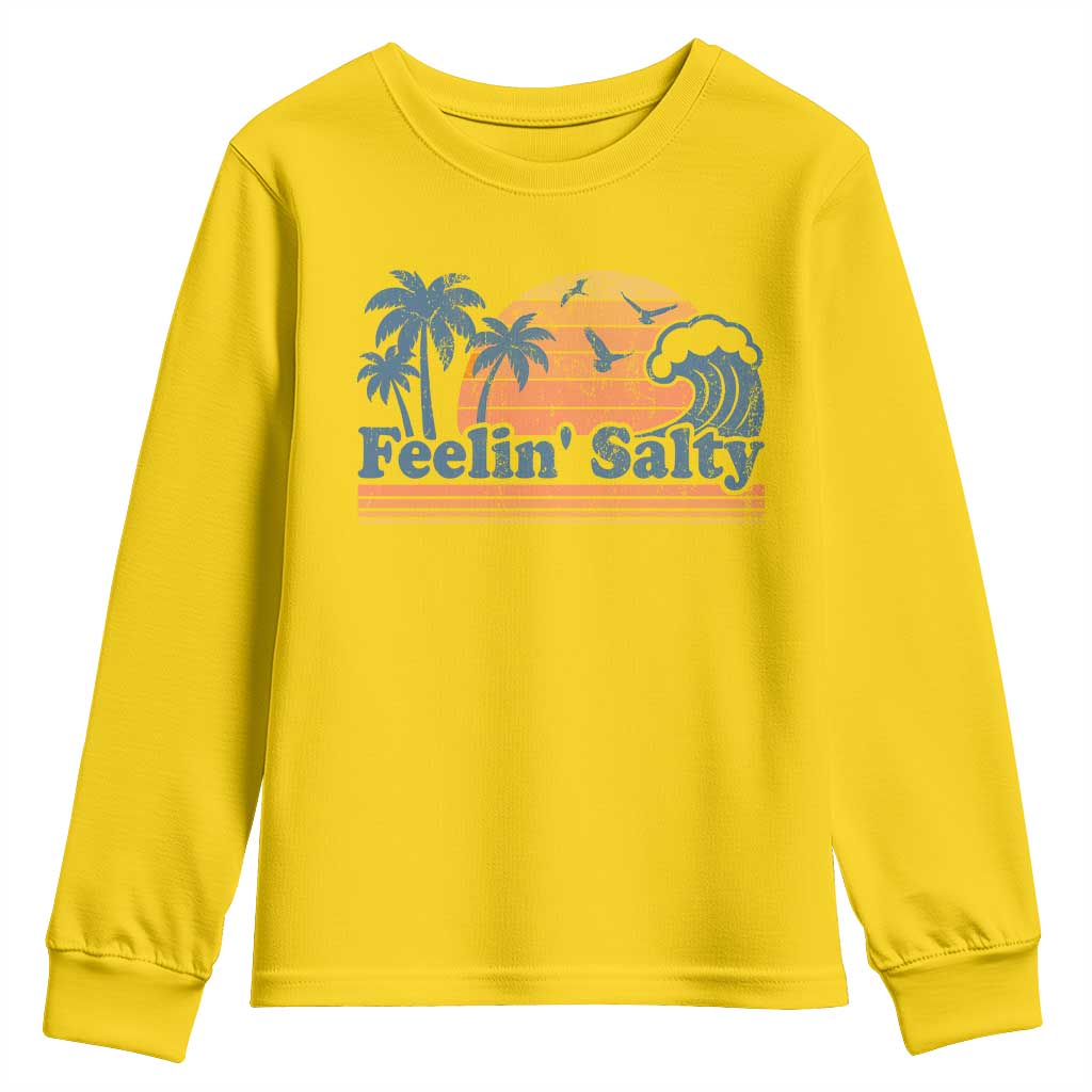 Funny Feelin Salty Youth Sweatshirt Retro Beach Summer Vacation - Wonder Print Shop