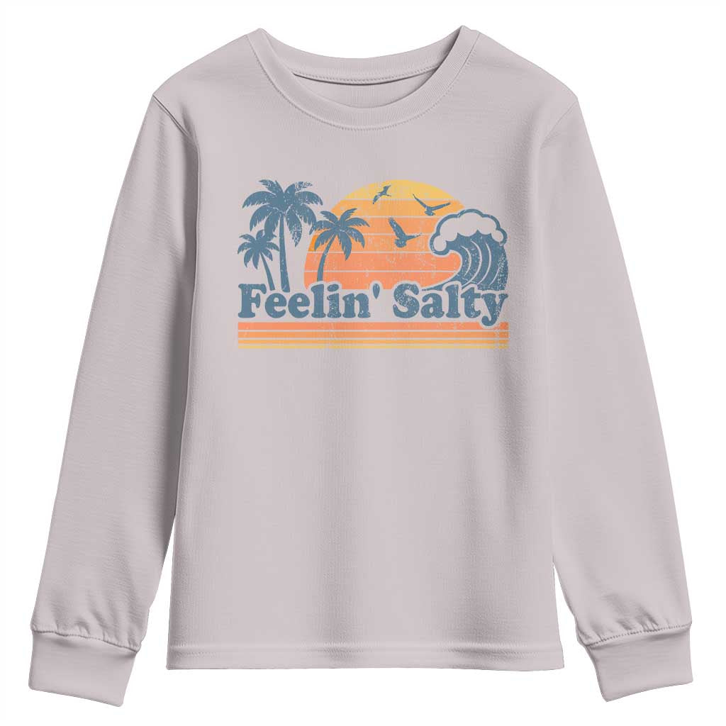 Funny Feelin Salty Youth Sweatshirt Retro Beach Summer Vacation - Wonder Print Shop